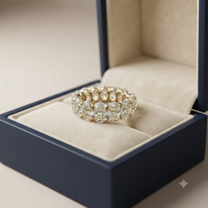Luxury 10K Solid Gold Full Eternity Minimalist Wedding <b>Rings</b> Sparkle Oval Cut Moissanite <b>Diamond</b> Designer Engagement Party Band - Product Image 5