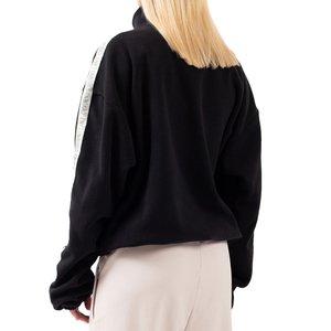 เสื้อพูลโอเวอร์ขนเชอร์ปาแบบซิปครึ่งตัว พรีเมียม สีดำ ทรงโอเวอร์ไซส์ สำหรับผู้หญิง อุ่นสบาย เป็นมิตรต่อสิ่งแวดล้อม รับผลิตตามแบบ OEM สตรีทแวร์สำหรับกิจกรรมกลางแจ้ง - Product Image 2