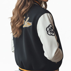 Custom Winter Casual Baseball Varsity <b>Jackets</b> <b>with</b> Stand Collar Front Logo Premium Wool <b>Fleece</b> <b>Lining</b> Comfortable Unisex Design - Product Image 6