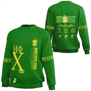 Sudadera de Cuello Redondo a Cuadros Verdes para Hombre Chi Eta Phi, Corte Regular, Logotipo Estampado por Sublimación, Ropa Casual de Otoño - Product Image 2