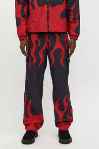 Pantalones Deportivos con Estampado de Llamas para Hombre, Color Rojo y Negro, Estilo Urbano, Pantalones Cargo, Fabricante de Pantalones para Hombre - Product Image 2