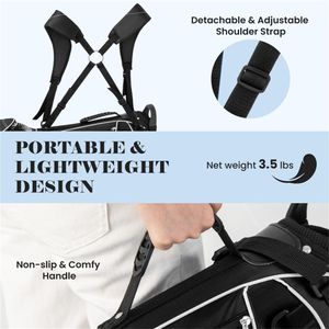 Sacca da Golf Nera con 3 Divisori, in Poliestere Leggero, 4 Tasche con Cerniera, Pronta per il Viaggio - Product Image 4