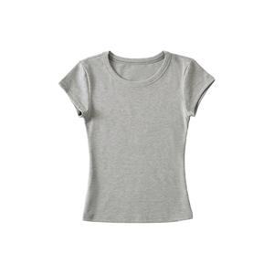 Camiseta Deportiva de Verano para Mujer, Cuello Redondo, Compresión, Yoga, Top Corto, Sin Costuras, Spandex, Algodón Suave, Tallas Grandes, Estampado - Product Image 1