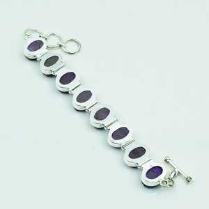 Pulsera de plata de ley 925 con drusa de amatista, hecha a mano, ovalada, estilo boho, joyería con drusa, pulsera de piedras preciosas naturales para mujer - Product Image 3
