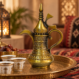 Alabanza Enterprises Middle Eastern Style Metal Coffee Pot Ornate Carving Heat-Resisting Design Model ABD008 for <b>Tea</b> Drinking - Product Image 4