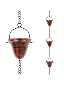 Chaîne de pluie en fer de style rustique pour la décoration de jardin, alternative élégante au gouttière de toit et pour le drainage des eaux de pluie - Product Image 2