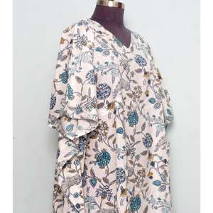 Nuevo Vestido Kaftan de Algodón para Mujer Talla Grande, Elegante Estampado Paisley Vintage, Manga Corta, Estilo Playero, Holgado para Verano - Product Image 4