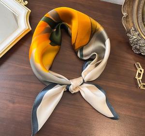 Wholesale Adult Casual Summer Women Retro Cashew <b>Scarf</b> Soft Floral Printed <b>Square</b> Custom Head Wrap Fashion Satin Silk <b>Scarf</b> - Product Image 2