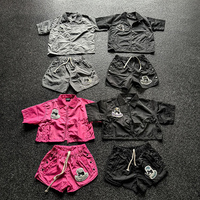 Ensemble deux pièces survêtement lourd pour homme, personnalisé OEM 2025, 100 % polyester, avec logo sérigraphié, t-shirt et short