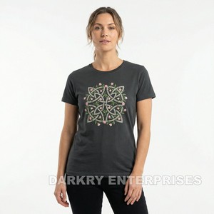 Fabricant de t-shirts personnalisés pour femmes, t-shirt à imprimé floral rose rouge noir, fournisseur OEM, petit MOQ, t-shirt en coton tendance pour femmes - Product Image 5