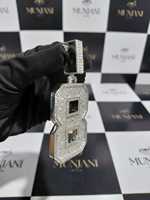 Colgante de Moissanita Número 8 de Plata de Ley 925 con Incrustaciones de Diamantes, Estilo Hip Hop, Pasa el Test de Diamantes
