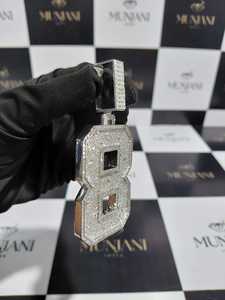 Colgante de Moissanita Número 8 de Plata de Ley 925 con Incrustaciones de Diamantes, Estilo Hip Hop, Pasa el Test de Diamantes - Product Image 3