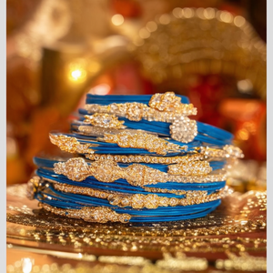 Sparkling Crystal Stone Fancy Wedding & Festive Jewelry <b>Set</b> 10575633BLU_2.4-a Stylish <b>Bangles</b> Collection - Product Image 3