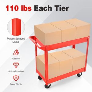 Carrito de Servicio Móvil de 2 Niveles con Asa, Estructura de Hierro Resistente, Diseño Moderno Plegable para Baño, Sala de Estar y Limpieza - Product Image 6