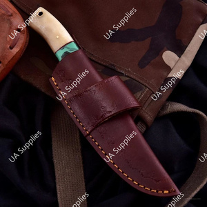 UA Supplies มีดล่าสัตว์และตั้งแคมป์แบบใบมีดคงที่ทรงดรอปพอยต์ ทำจากเหล็กดามัสกัสตีขึ้นรูปด้วยมือ ด้ามจับทำจากกระดูกอูฐ-รองรับ OEM/ODM - Product Image 6