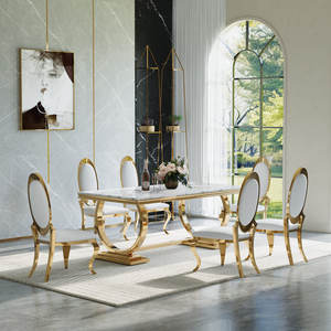 Table à manger moderne de luxe en métal blanc en gros - Meuble écologique et durable pour hôtels et appartements - Product Image 3