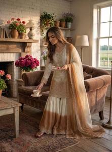 Launching New Designer Party Wear Look Pur Heavy Star Georgette <b>Top</b> Plazzo & Dupatta Set - Product Image 3