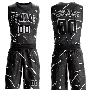 Conjunto de Camiseta de Baloncesto Sublimada Personalizada en Blanco y Negro, Estampado Splatter, Sin Mangas, Ajuste Atlético, Unisex para Adultos, Malla Transpirable - Product Image 1