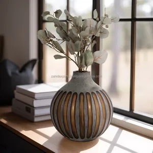 Luxury Decorative Transparent Iron Flower <b>Vase</b> Coastal Design Tabletop <b>Vase</b> Living Room Interior Accent Bulk Export Supplier - Product Image 1