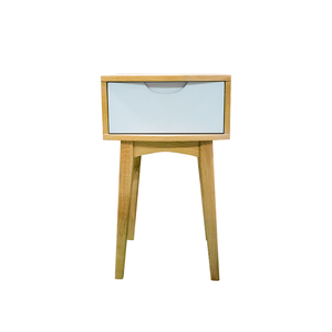 Mesita de Noche Moderna de Estilo Escandinavo Minimalista, de Madera, con 1 Cajón, Frente Blanco, Mueble para Dormitorio - Product Image 6