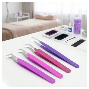 Pinzas para Pestañas con Punta de Fibra Antiestática, Pinzas Mega Volumen, Pinzas Clásicas para Pestañas, Herramienta para Recoger Pestañas, Herramienta de Belleza para Extensión de Pestañas - Product Image 1