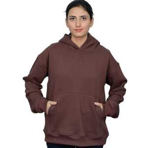 Sweat-shirts et sweats à capuche en molleton de coton teint uni de qualité supérieure, épais, couleur marron, style streetwear - Product Image 2