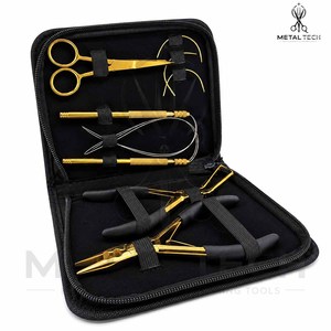 Kit Profesional de Herramientas para Extensiones de Cabello de Acero Inoxidable, Alicates de Anillo Micro, Aguja de Gancho, Tijeras, Estuche con Cierre Negro, Uso en Salón - Product Image 2