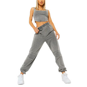 Joggers pour femmes entièrement personnalisables, effet délavé, 100% coton biologique, pantalons de survêtement en molleton français avec strass, personnalisation de la marque - Product Image 1