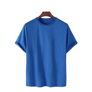 Camisetas de hombre de algodón de manga corta con cuello redondo de color sólido transpirable con estampado de logotipo personalizado - Product Image 5