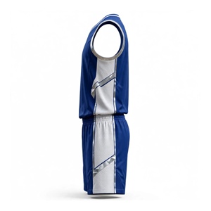 Ensemble d'uniformes de basket-ball bleu et blanc, impression par sublimation, polyester respirant, vêtements de sport unisexes pour adultes - Product Image 4