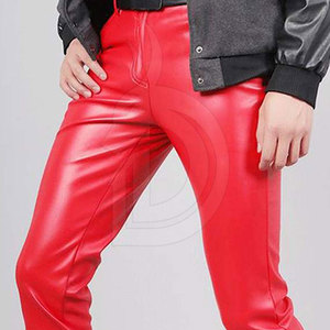 กางเกงหนังผู้ชายลำลองสีทึบ - Product Image 6
