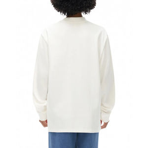 Camiseta de algodón de manga larga con cuello redondo y cuello simulado, estilo universitario, de 330 g/m², personalizada, de peso pesado, lisa, para mujer - Product Image 2