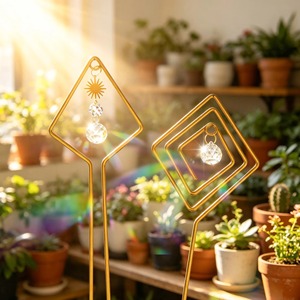 Curved Shape Planter Sun Catcher For <b>Window</b> Balcony Garden Hanging Decor With Crystal Light <b>Catching</b> Stylish Home Accent Piece - Product Image 2