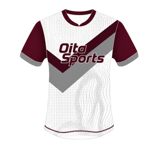 Ensemble uniforme de rugby à manches courtes bordeaux foncé, blanc et gris, avec maillot à col rond à motif et short à cordon de serrage, pour performance athlétique en équipe - Product Image 3