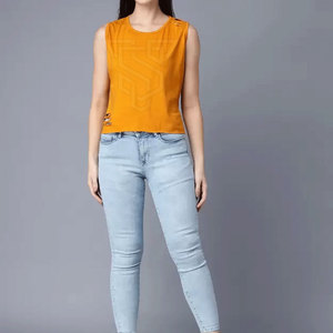 Camiseta sin Mangas de Algodón y Fibra de Bambú de Alta Calidad para Mujer, Logotipo Personalizado, Transpirable, de Secado Rápido, Servicio OEM, Tela de 220g, Informal y Deportiva - Product Image 1