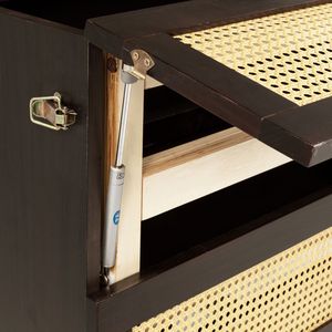 Queen Size <b>Pine</b> Wood Murphy <b>Bed</b> with Rattan Decoration and Espresso Storage Drawer - Product Image 6