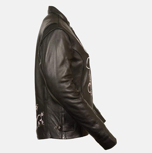 Chaqueta de Motociclista Casual de Cuero Negro Premium para Mujer SAMROZ SPORTS - Product Image 3