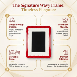 Red Decorative Photo <b>Frame</b> Wavy Border Picture <b>Frame</b> Elegant Home Decor Family Photo Display Tabletop <b>Wall</b> Hanging <b>Frame</b> - Product Image 5