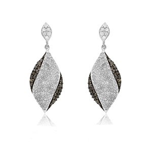 2.37 Cttw Round Cut White Champagne Natural Diamond Teardrop <b>Dangle</b> <b>Earrings</b> For Womens in 925 Sterling <b>Silver</b>, Prong Set - Product Image 1