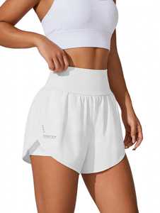 ONETEN APPAREL Conjunto Deportivo de 3 Piezas para Mujer, Shorts Blancos de Cintura Alta, Tejido Transpirable, Color Sólido, Sudadera Holgada Informal - Product Image 1