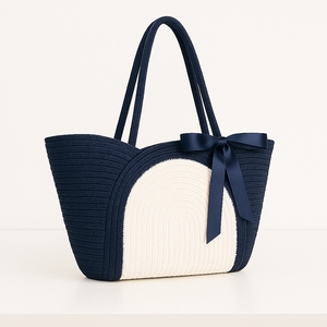 Sac fourre-tout en corde tressée fait main |   Fibre naturelle écologique |   Sac de shopping de luxe tendance, résistant à l'eau, grande capacité - Product Image 6