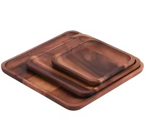 Plateau de service rectangulaire en bois, design minimaliste solide, fait main, poli, pour hôtel et restaurant - Product Image 5