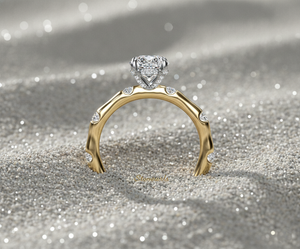 แหวนหมั้นเพชรสร้างในห้องปฏิบัติการ Stonewels ทอง 14K ทรงเหลี่ยม ประดับเพชรรอบด้านแบบซ่อน พร้อมตัวเรือนแบบ Prong Set สำหรับเครื่องประดับสั่งทำที่ได้รับการรับรอง - Product Image 3