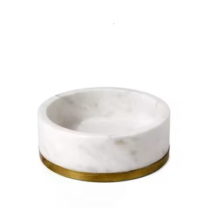 Bol de service moderne en marbre gris foncé poli de haute qualité, écologique, à profil bas, pour table basse - Product Image 2