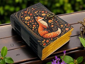 Diario de Cuero Fox Grimoire, Cuaderno Vintage Hecho a Mano, Diario Rústico con Grabado, Libro de Sombras para Escribir, Dibujar y Regalar - Product Image 4