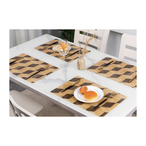 Handcrafted Floral Beige & Half <b>White</b> Jacquard GOTS Certified 100% Cotton Embroidered 14x18 Inch 240g Elegant Dining Placemats - Product Image 5