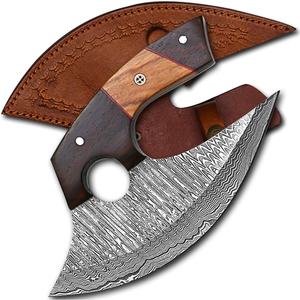 Couteau de chef pliant artisanal en acier Damas avec manche en bois d'olivier rose |   Couteau de chef Ullu personnalisé |   Outil multifonction ambidextre EDC - Product Image 3