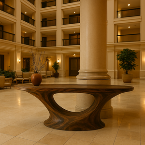 Table console en bois massif moderne artisanale Courbe naturelle Entrée Meubles de maison durables pour salon Utilisation en hôtel - Product Image 5