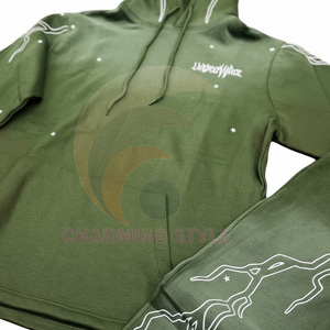 Ensemble de jogging vintage personnalisé unisexe avec sweat à capuche zippé délavé à l'acide et pantalon de survêtement évasé à jambe droite - Product Image 3