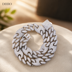 Custom Moissanite Cuban Link <b>Choker</b> Necklace 925 Sterling <b>Silver</b> Luxury Round Diamond Chain Unisex Everyday Wear - Product Image 1